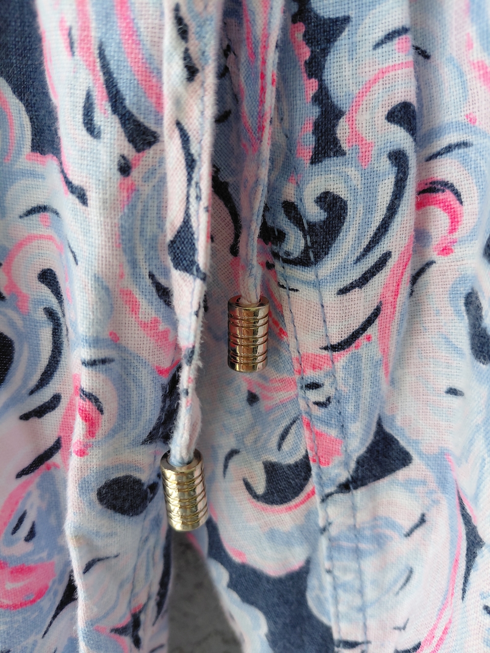 Lilly Pulitzer Linen  Beach Pants  Blue Pink Coastal Print Pull-On Casual Resort - Picture 10 of 12